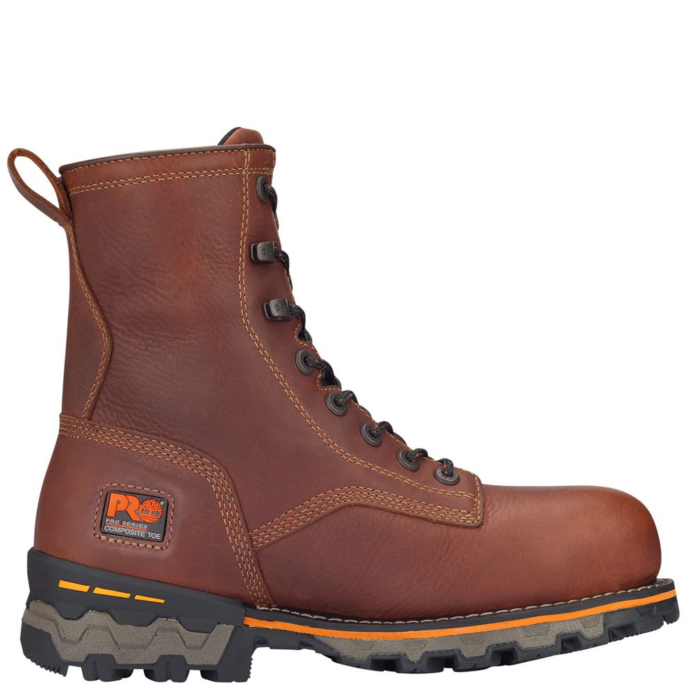 Timberland Μποτακια Εργασίας Ανδρικα Καφε - Pro® Boondock 8" Comp Toe - Greece 9716835-CH